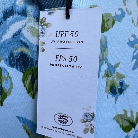 NWT LAURA ASHLEY Blue Floral Golf Tennis Polo Shirt size SMALL - Picture 6 of 10